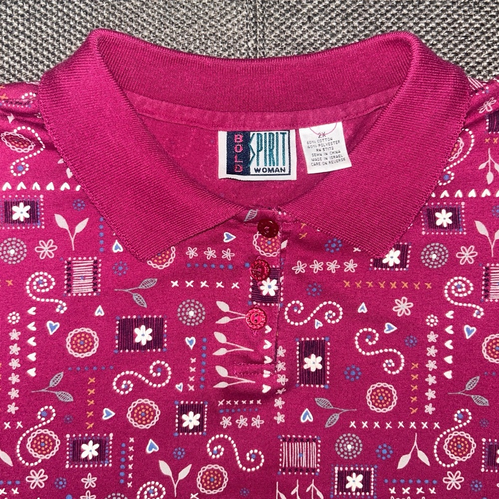 80s Pink Retro Hearts Flowers AOP Polo Shirt